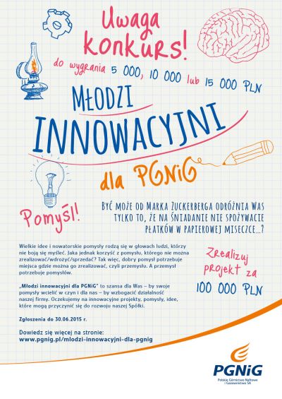 Konkurs Młodzi innowacyjni dla PGNiG - plakat